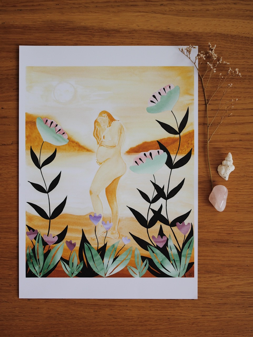 Print A4 de l’aquarelle « Maternité » de la série « Féminin sacré »