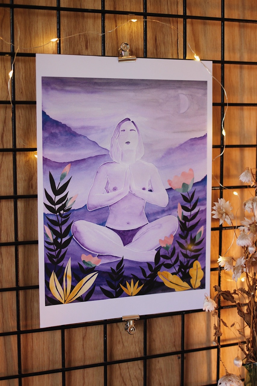 Print A4 de l’aquarelle « Spiritualité » de la série « Féminin sacré »